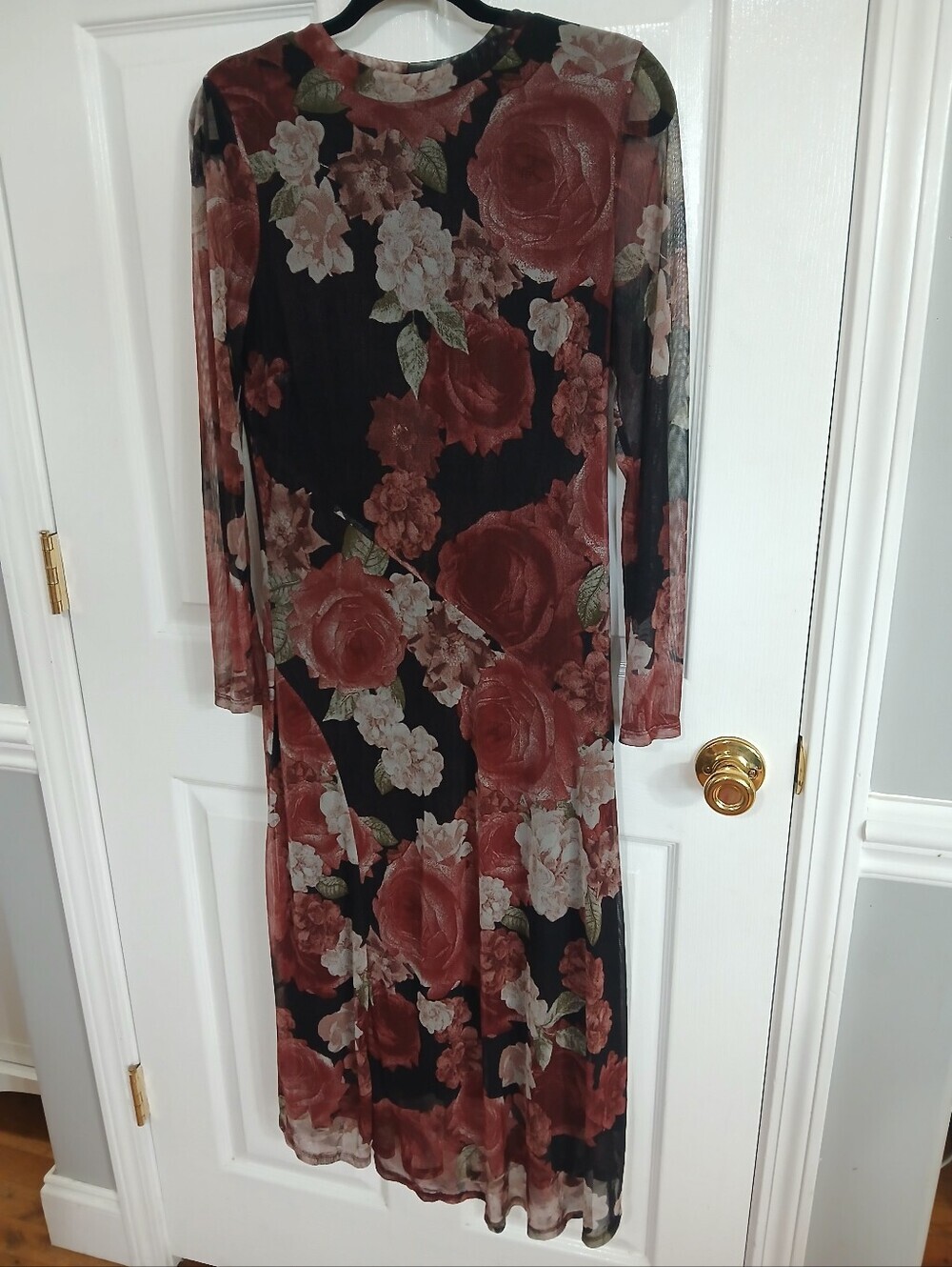 Kate And Lily Floral Mesh L/S Dress - Black & Rose Fairy Grunge Whimsigoth Y2K